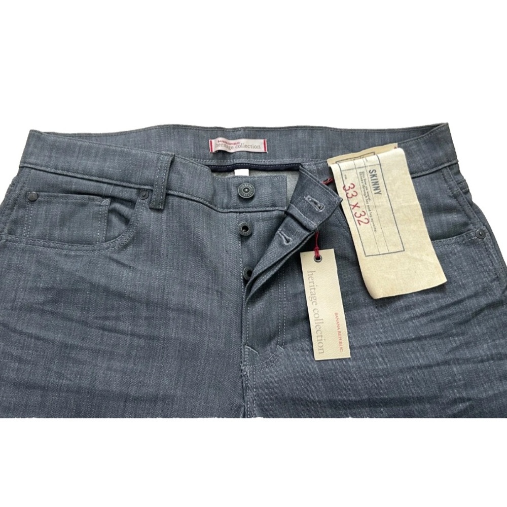 Men Dead Stock Banana Republic Skinny Dark Gray Denim Jean 33x32